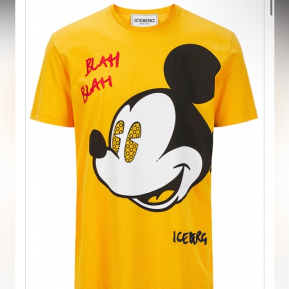 ICEBERG | Blah Blah Mickey Face Yellow Graphic T-Shirt Men’s Size Large - Picture 3 of 14